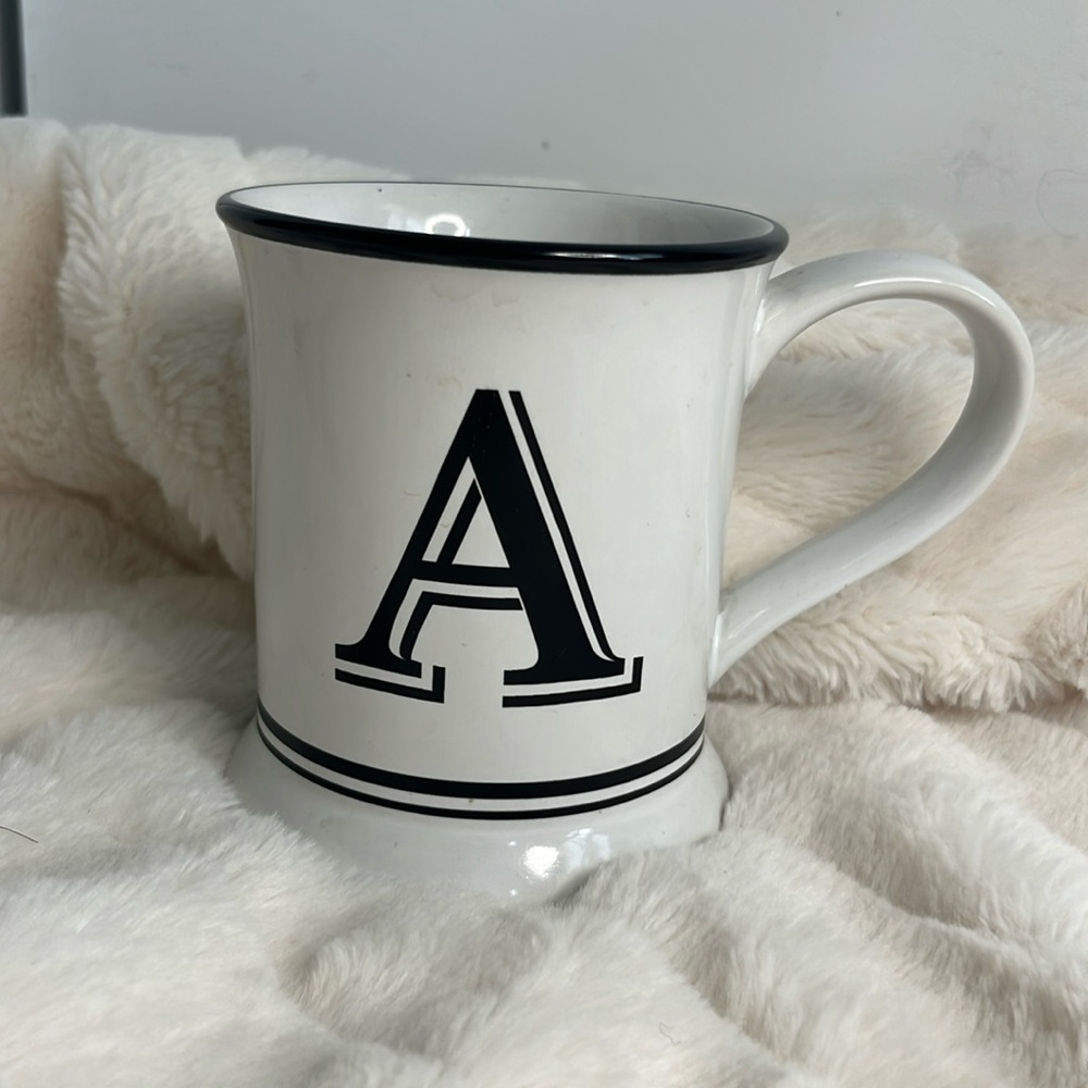 Monogrammed White Mug with Black Letter A